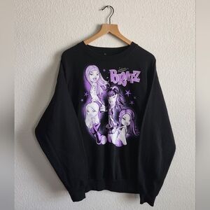 Bratz Dolls Women’s XL Graphic Black Purple Crewneck Sweatshirt